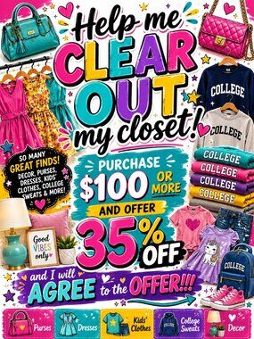 Closet Sale Take 35% off when you bundle $100 or more.